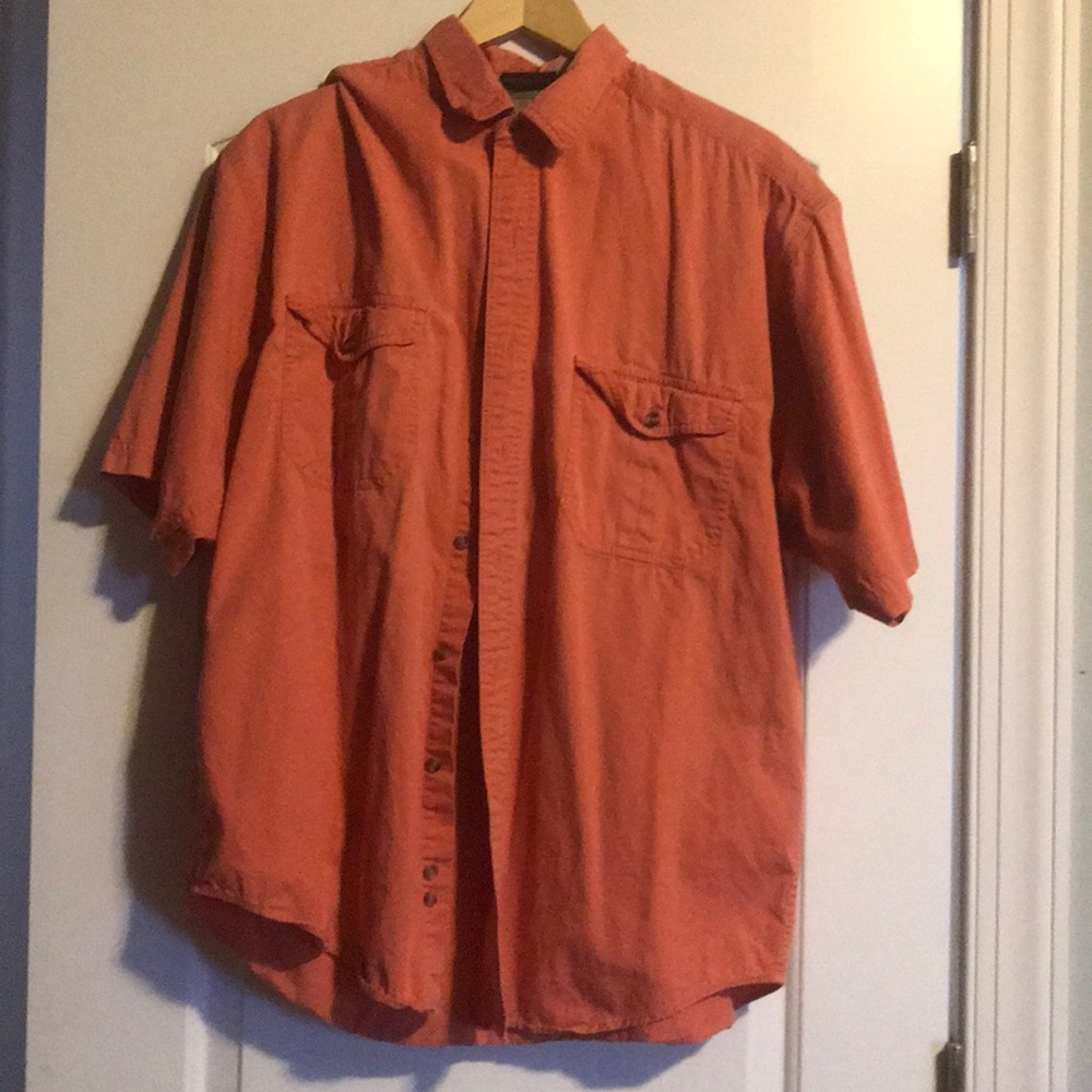 Coral short sleeve button down